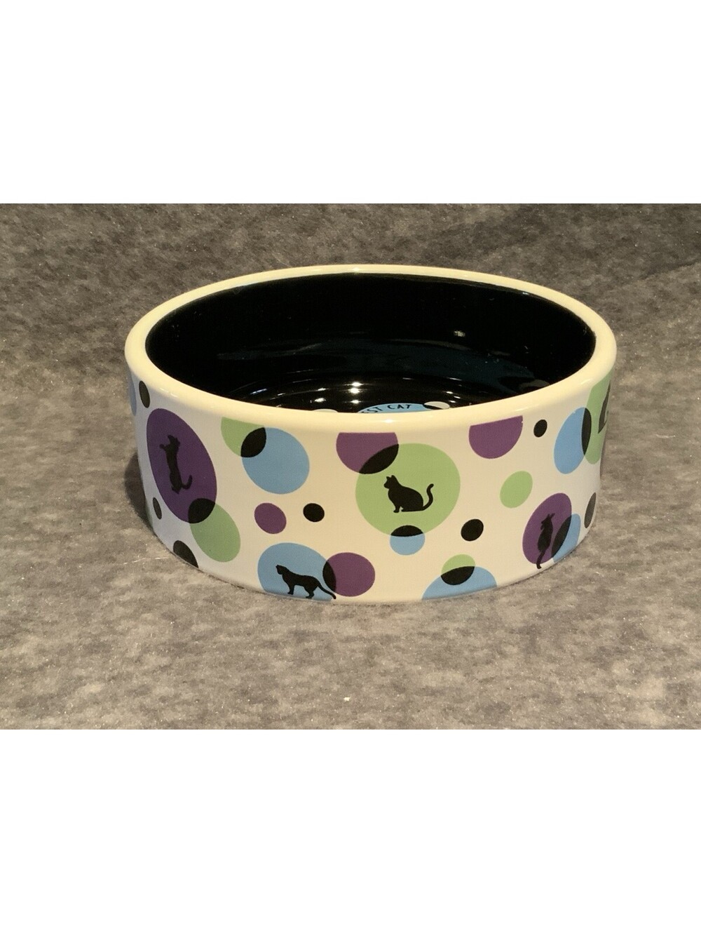 Vintage 2006 Signature Housewares Room Creative Big Dots Cat Food/Water Bowl